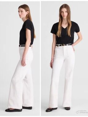 Madewell High-Rise White Wide-Leg Flare Jeans